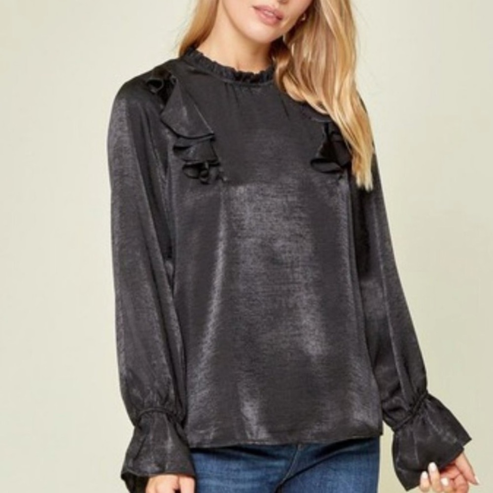 Andre by unit Black silky blouse size 1X. REDUCED!!